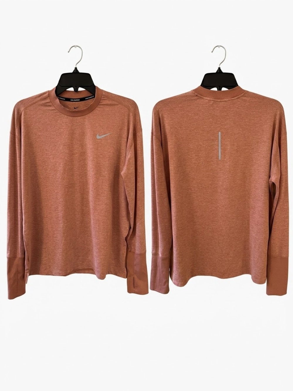 Nike Womens Swift Element Dri-FIT Long Sleeve Running Shirt Heather Mauve Pink L